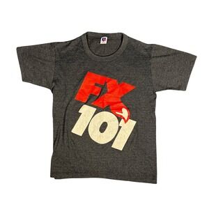 Vintage Fox KC FX 101 Classic Rock Radio T Shirt Mens Medium Gray Short Sleeve